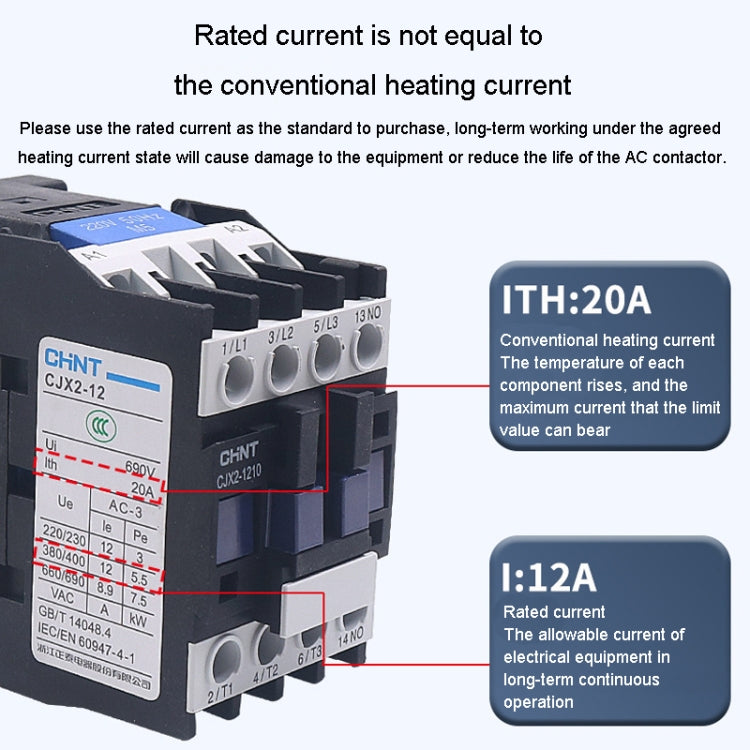 CHNT CJX2-2510 25A 220V Silver Alloy Contacts Multi-Purpose Single-Phase AC Contactor - Relays by CHNT | Online Shopping South Africa | PMC Jewellery | Buy Now Pay Later Mobicred