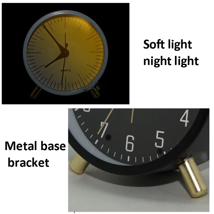 Metal Quartz Alarm Clock Simple Silent Desktop Round Pointer Living Room Clock(White) - Novelty Clock by PMc TechLife | Online Shopping South Africa | PMc TechLife | Buy Now Pay Later Mobicred