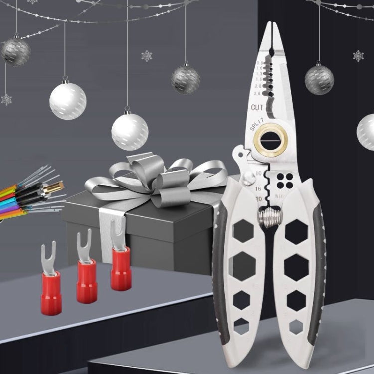 7-inch Multipurpose Wire Stripper With 6 Sizes of Hex Holes(Steel Color) - Pliers by PMC TechLife | Online Shopping South Africa | PMC TechLife
