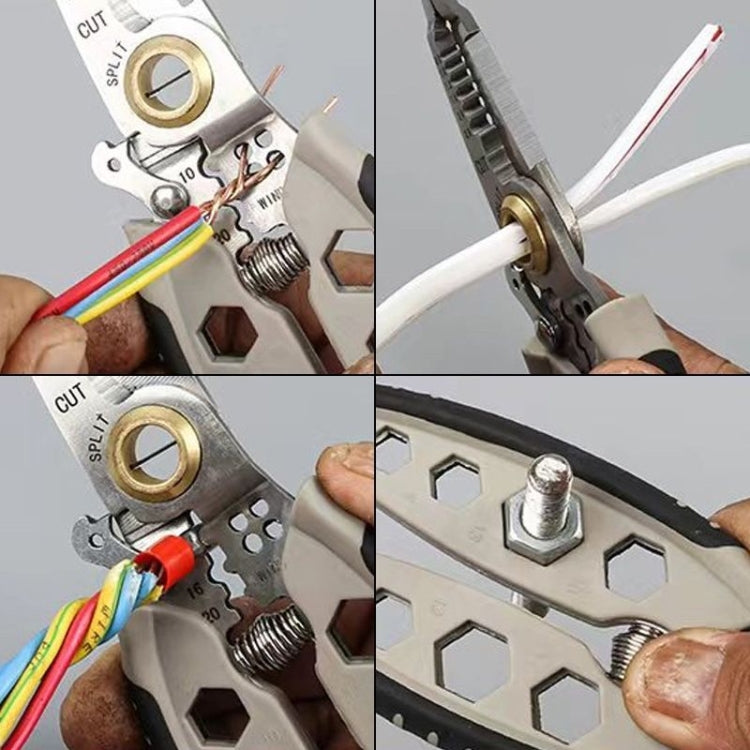 7-inch Multipurpose Wire Stripper With 6 Sizes of Hex Holes(Steel Color) - Pliers by PMC TechLife | Online Shopping South Africa | PMC TechLife