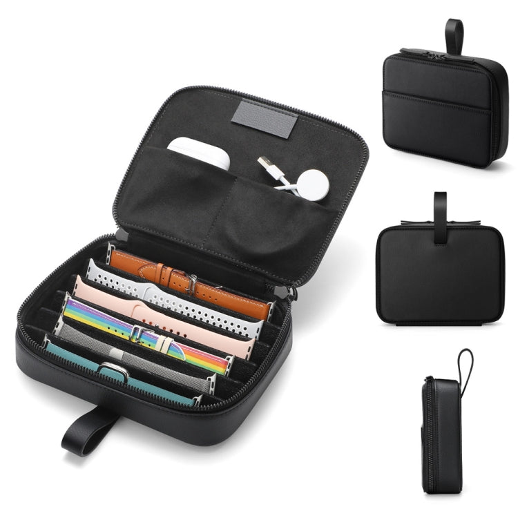 PU Leather Watch Strap Organizer Box For Apple Watch Band  Travel Storage Case(Black) - Others by PMC TechLife | Online Shopping South Africa | PMC TechLife