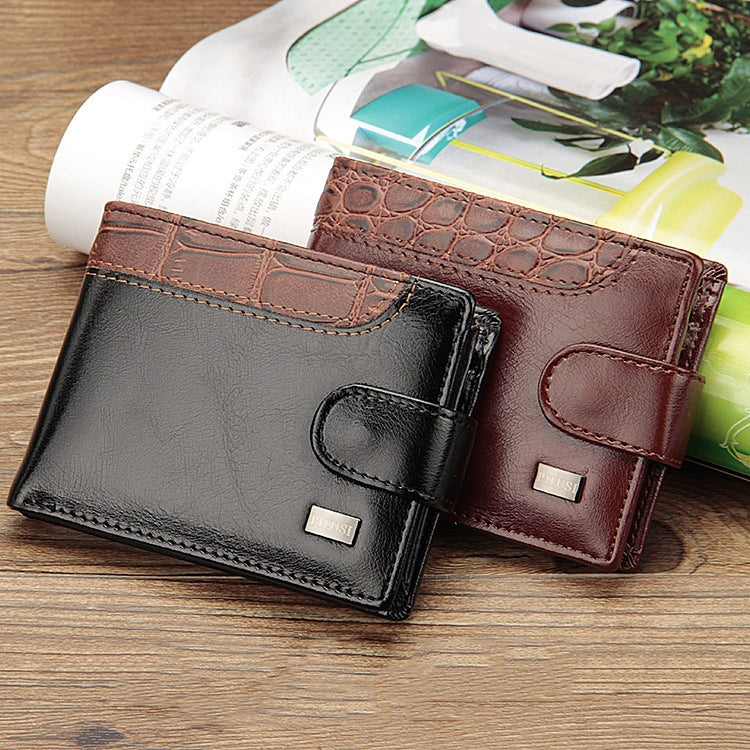 Baellerry M1078 Splicing Leather Casual Men Wallet With Buckle Multi-Card Slot Coin Purse(Brown) - Wallets by Baellerry | Online Shopping South Africa | PMC Jewellery