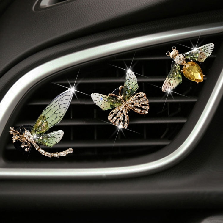 3pcs/set Metal Butterfly Dragonfly Bee Car Air Vent Aromatherapy Decorative Clip(Green) - Air Freshener by PMC Jewellery | Online Shopping South Africa | PMC Jewellery | Buy Now Pay Later Mobicred