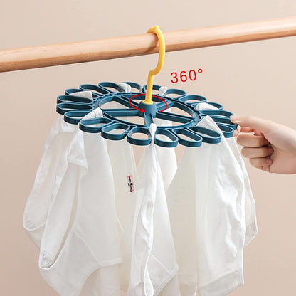 360 Degree Rotatable Sock Hanger With 20 Clips Round Laundry Drying Rack(Deep Blue) - Shelf & Hooks by PMC Jewellery | Online Shopping South Africa | PMC Jewellery | Buy Now Pay Later Mobicred