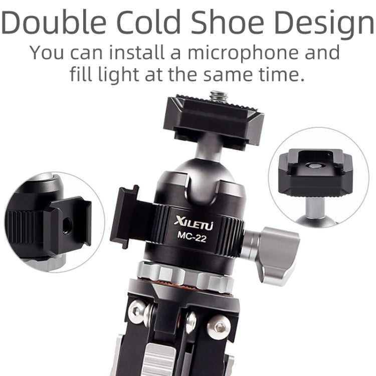 XILETU  MC-22 Mini Tripod Ball Head Double Cold Shoe Design With 1/4 Inch Screw - free shipping - PMC TechLife - Order now!