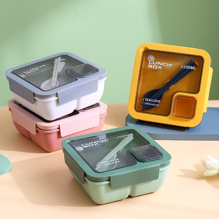 Square Microwaveable Lunch Box Hermetic Bento Box with Spoon Chopsticks(Green) - Cutlery Sets by PMC TechLife | Online Shopping South Africa | PMC TechLife