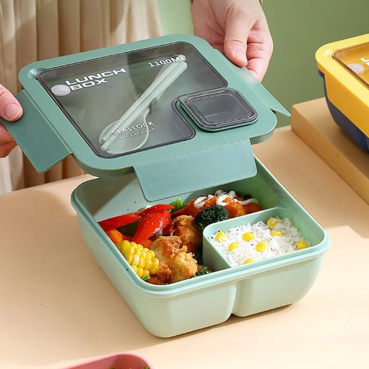Square Microwaveable Lunch Box Hermetic Bento Box with Spoon Chopsticks(Blue) - Cutlery Sets by PMC TechLife | Online Shopping South Africa | PMC TechLife