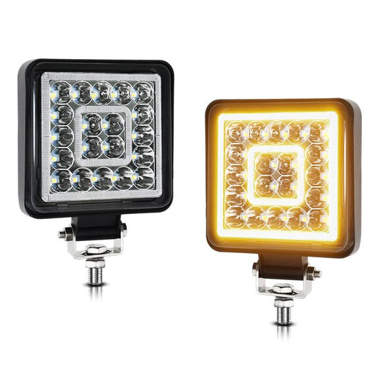 4 Inch Square Mixed Light Double-Circle Angel Eye Work Light(E10 1pair) - Work Lights by PMC Jewellery | Online Shopping South Africa | PMC Jewellery | Buy Now Pay Later Mobicred