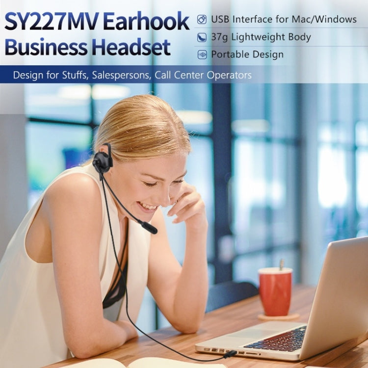 SOYTO SY227 Single-side Operator Ear Hook Headset Corded Computer Headset, Interfaces: Separation USB Wire Control - Microphones & Headsets by SOYTO | Online Shopping South Africa | PMC TechLife | Buy Now Pay Later Mobicred