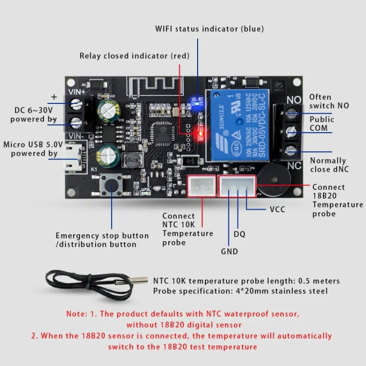 WIFI Wireless Cell Phone Remote Thermostat Control Switch Module, Model: No Display - Other Accessories by PMC TechLife | Online Shopping South Africa | PMC TechLife | Buy Now Pay Later Mobicred