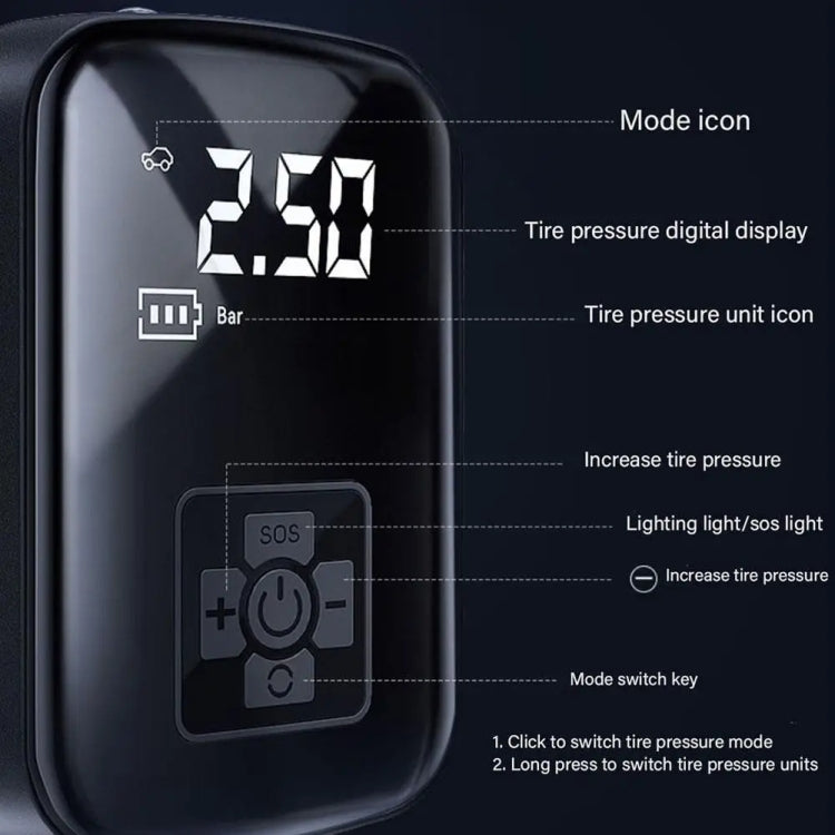 Car Portable Electric Tire Inflator Pump, Model: Wired - free shipping - PMC TechLife - Order now!