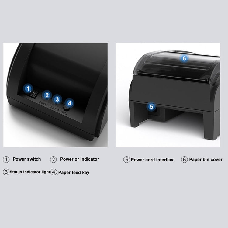 58mm USB Computer Version+Mobile Bluetooth Automatic Order Takeout Receipt Cashier Thermal Printer(EU Plug) - Printer by PMC Jewellery | Online Shopping South Africa | PMC Jewellery | Buy Now Pay Later Mobicred