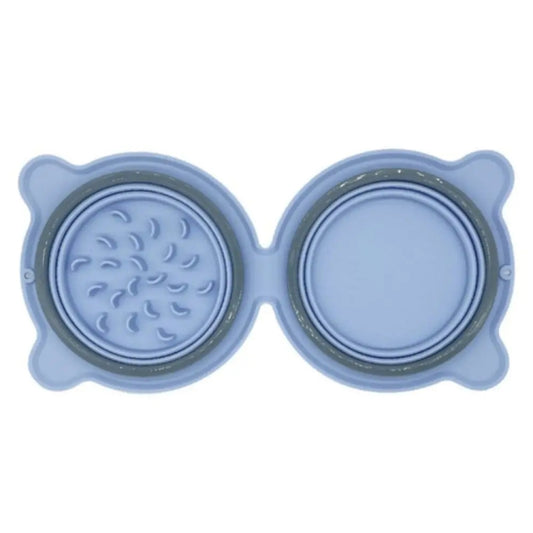 Silicone Folding Pet Bowl Outdoor Portable Double Bowl Anti-Sigh Slowly Eclipse Retractable Dog Pot(Sky Blue) - Food Bowls by PMC Jewellery | Online Shopping South Africa | PMC Jewellery | Buy Now Pay Later Mobicred