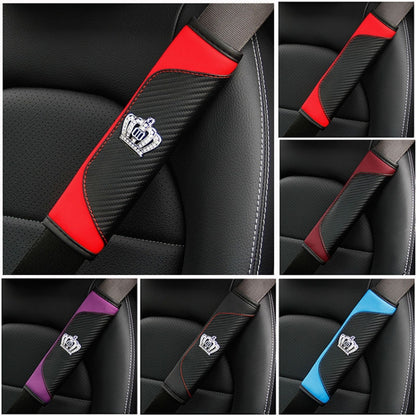 Car Seat Belt Cover Carbon Fiber Leather Auto Seat Shoulder Protection, Style: Crown Red - Seat Belts & Padding by PMC Jewellery | Online Shopping South Africa | PMC Jewellery | Buy Now Pay Later Mobicred