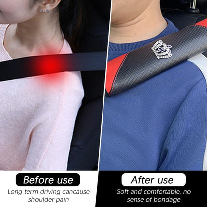 Car Seat Belt Cover Carbon Fiber Leather Auto Seat Shoulder Protection, Style: Crown Red - Seat Belts & Padding by PMC Jewellery | Online Shopping South Africa | PMC Jewellery | Buy Now Pay Later Mobicred