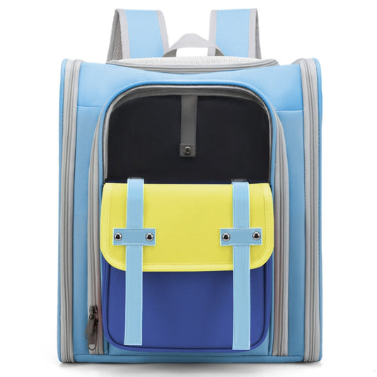 Square Foldable Cats Backpack Pets Outdoor Portable Double Shoulder Bag(Model 8 Blue) - Pet Bags by PMC Jewellery | Online Shopping South Africa | PMC Jewellery | Buy Now Pay Later Mobicred