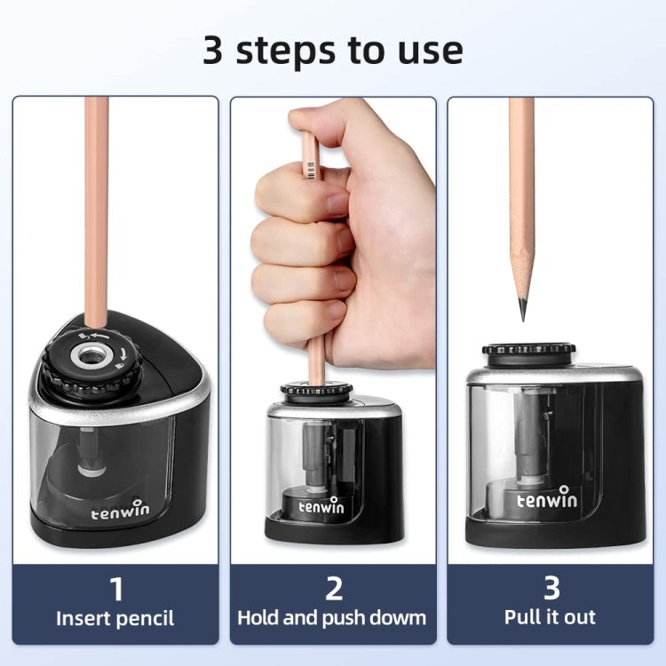 TENWIN Electrical Pencil Sharpener Student Stationery Semi-Automatic Sharpeners Battery Model(Pink) - free shipping - PMc TechLife - Order now!