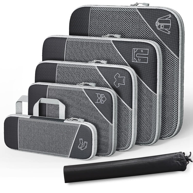 6 In 1 Compression Mesh Travel Cubes Clothes Underwear Packing Bags(Black) - Storage Bags by PMC TechLife | Online Shopping South Africa | PMC TechLife