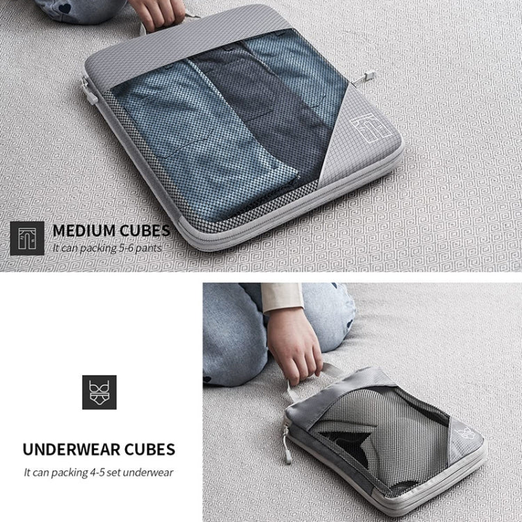 6 In 1 Compression Mesh Travel Cubes Clothes Underwear Packing Bags(Black) - Storage Bags by PMC TechLife | Online Shopping South Africa | PMC TechLife