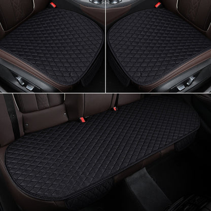 Non-Slip Rhombus Imitation Linen Car Seat Cushion, Color: Black Back Row - Seat Accessories by PMC Jewellery | Online Shopping South Africa | PMC Jewellery | Buy Now Pay Later Mobicred