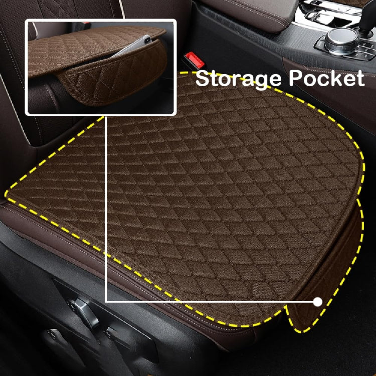 Non-Slip Rhombus Imitation Linen Car Seat Cushion, Color: Black Back Row - Seat Accessories by PMC Jewellery | Online Shopping South Africa | PMC Jewellery | Buy Now Pay Later Mobicred