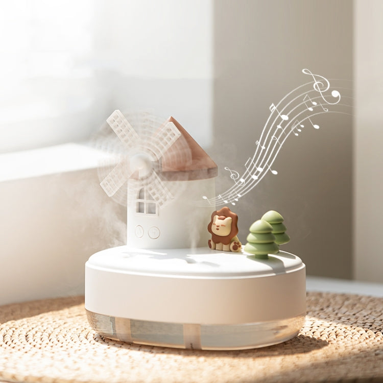 ZAY-H007 LED Light Double Spray Wireless Mini Desktop Windmill Music Humidifier(White) - free shipping - PMC TechLife - Order now!