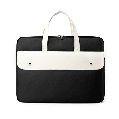 15.6 Inch Contrasting Color PU Leather Laptop Bag Computer Bag Briefcase Cover(Black) - 15.6 - 17 inch by PMC Jewellery | Online Shopping South Africa | PMC Jewellery | Buy Now Pay Later Mobicred