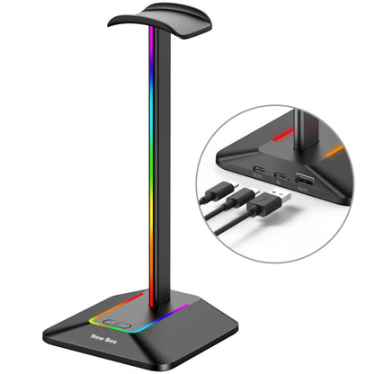 New Bee Dual Output Colorful Headset Display Rack HUB Expansion Headphone Holder, Color: Z8 Black - Headset Stand by PMC Jewellery | Online Shopping South Africa | PMC Jewellery | Buy Now Pay Later Mobicred