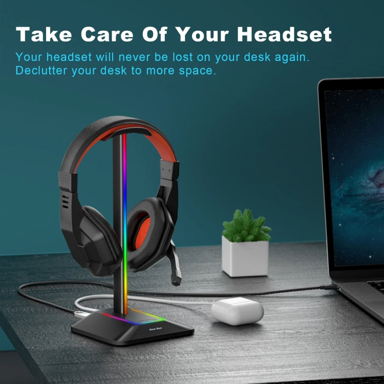 New Bee Dual Output Colorful Headset Display Rack HUB Expansion Headphone Holder, Color: Z8 Black - Headset Stand by PMC Jewellery | Online Shopping South Africa | PMC Jewellery | Buy Now Pay Later Mobicred