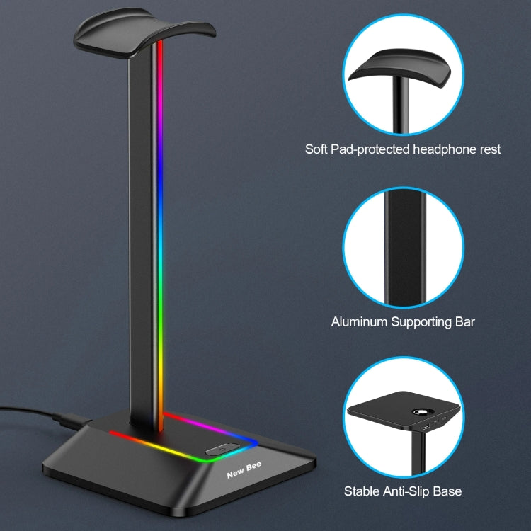 New Bee Dual Output Colorful Headset Display Rack HUB Expansion Headphone Holder, Color: Z9 Without Extended Interface Black - Headset Stand by PMC Jewellery | Online Shopping South Africa | PMC Jewellery | Buy Now Pay Later Mobicred