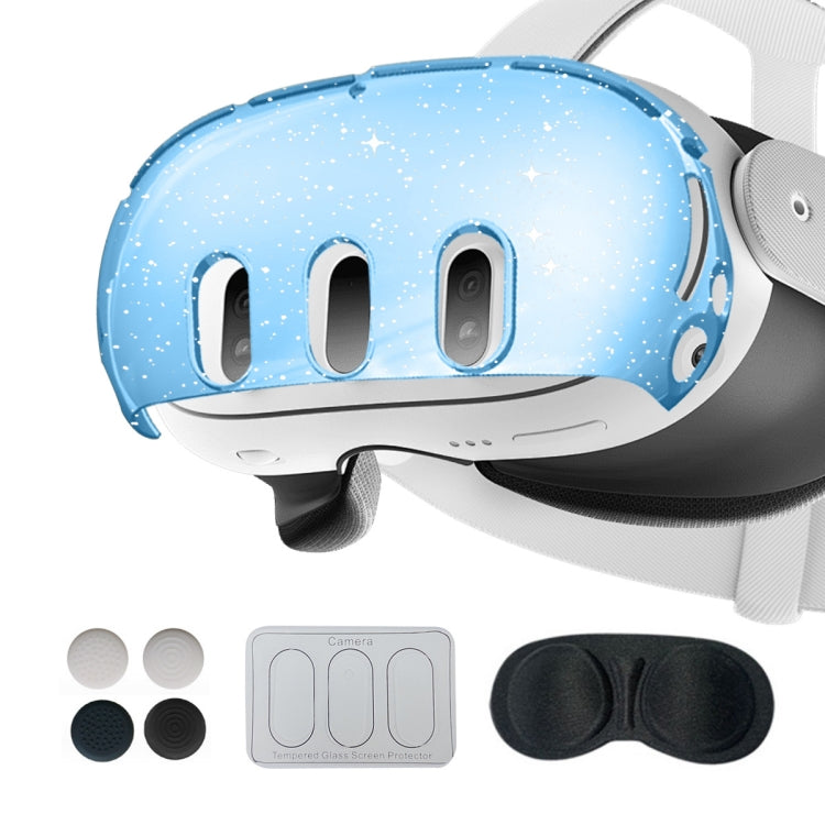 For Meta Quest 3 PC Protective Shell, Style: 7 In 1 (Glitter Transparent Blue) - VR Accessories by PMC TechLife | Online Shopping South Africa | PMC TechLife | Buy Now Pay Later Mobicred