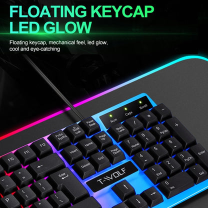 T-WOLF TF230 Colorful Light Effect Game Office Computer Wired Keyboard and Mouse Kit(Black) - Wired Keyboard by T-WOLF | Online Shopping South Africa | PMC Jewellery | Buy Now Pay Later Mobicred