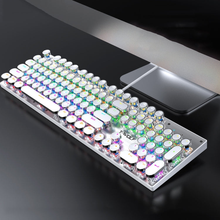 T-WOLF T75 104 Keys Adjustable RGB Light Computer Game Wired Mechanical Keyboard(White) - free shipping - PMC Jewellery - Order now!