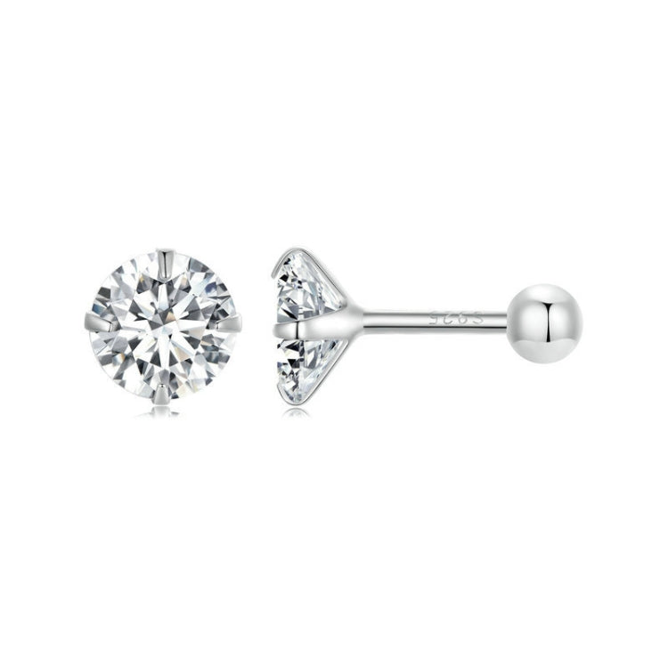 S925 Sterling Silver Platinum Plated Zircon Stud Earrings Jewelry, Color: White Zirconia L - Stud Earrings & Earrings by PMC Jewellery | Online Shopping South Africa | PMC Jewellery