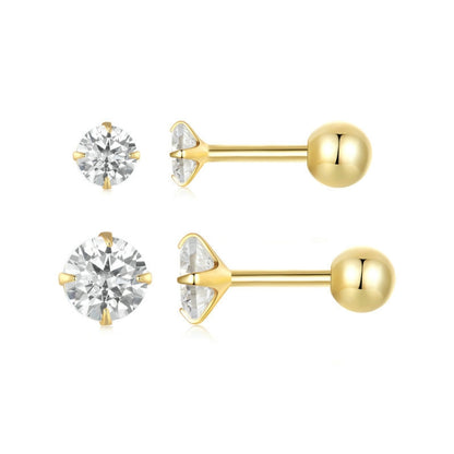 S925 Sterling Silver Platinum Plated Zircon Stud Earrings Jewelry, Color: Black Zircon L - Stud Earrings & Earrings by PMC Jewellery | Online Shopping South Africa | PMC Jewellery