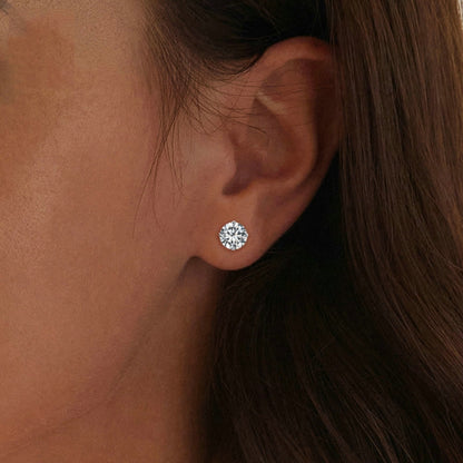 S925 Sterling Silver Platinum Plated Zircon Stud Earrings Jewelry, Color: Gold White Zirconia M - Stud Earrings & Earrings by PMC Jewellery | Online Shopping South Africa | PMC Jewellery