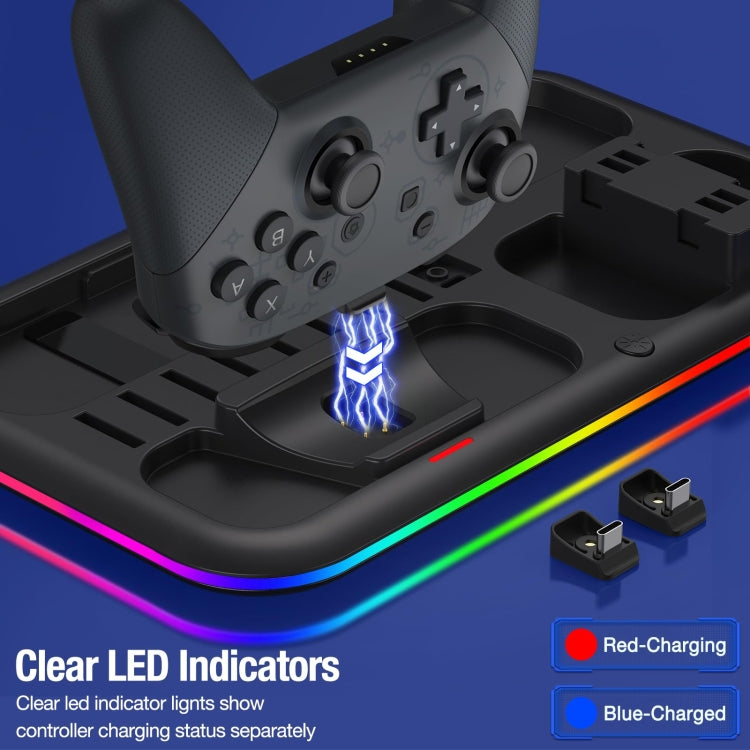 For Nintendo Switch / OLED Charging Dock Station Controller Charger with RGB Light(Black) - Charger & Power by PMC Jewellery | Online Shopping South Africa | PMC Jewellery | Buy Now Pay Later Mobicred