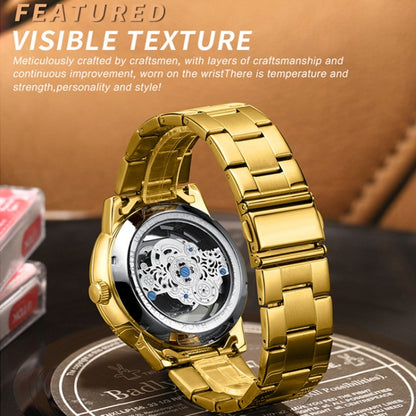 BINBOND B3030 Embossed Dragon Luminous Waterproof Quartz Watch, Color: Full-gold Gold - Metal Strap Watches by BINBOND | Online Shopping South Africa | PMC Jewellery | Buy Now Pay Later Mobicred