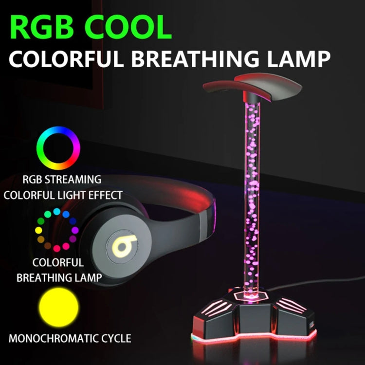 RGB Lighted Headphone Stand With Ambient Light USB Expansion Port Headphone Display Bracket, Style: Without 3.5mm Port - Headset Stand by PMC Jewellery | Online Shopping South Africa | PMC Jewellery