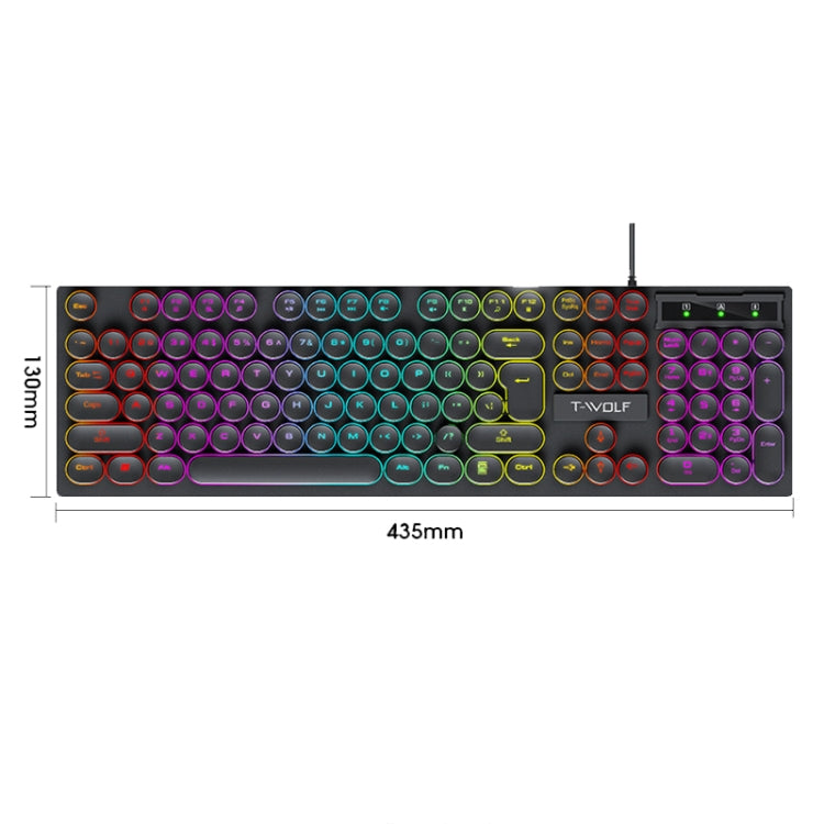 T-WOLF T80 104-Keys RGB Illuminated Office Game Wired Punk Retro Keyboard, Color: Pink - Wired Keyboard by T-WOLF | Online Shopping South Africa | PMC Jewellery | Buy Now Pay Later Mobicred