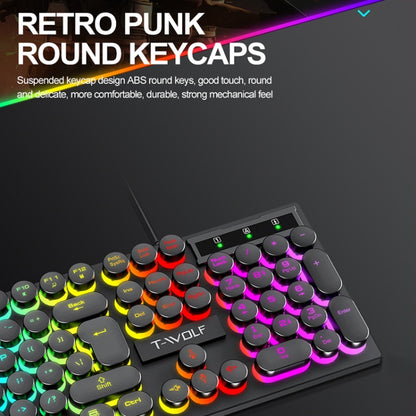 T-WOLF T80 104-Keys RGB Illuminated Office Game Wired Punk Retro Keyboard, Color: Black - Wired Keyboard by T-WOLF | Online Shopping South Africa | PMC Jewellery | Buy Now Pay Later Mobicred