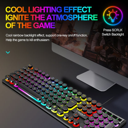 T-WOLF T80 104-Keys RGB Illuminated Office Game Wired Punk Retro Keyboard, Color: Black - Wired Keyboard by T-WOLF | Online Shopping South Africa | PMC Jewellery | Buy Now Pay Later Mobicred