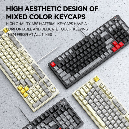 T-WOLF T50 97-keys RGB Luminous Color-Matching Game Mechanical Keyboard with Knob, Color: White B - Wired Keyboard by T-WOLF | Online Shopping South Africa | PMC Jewellery | Buy Now Pay Later Mobicred