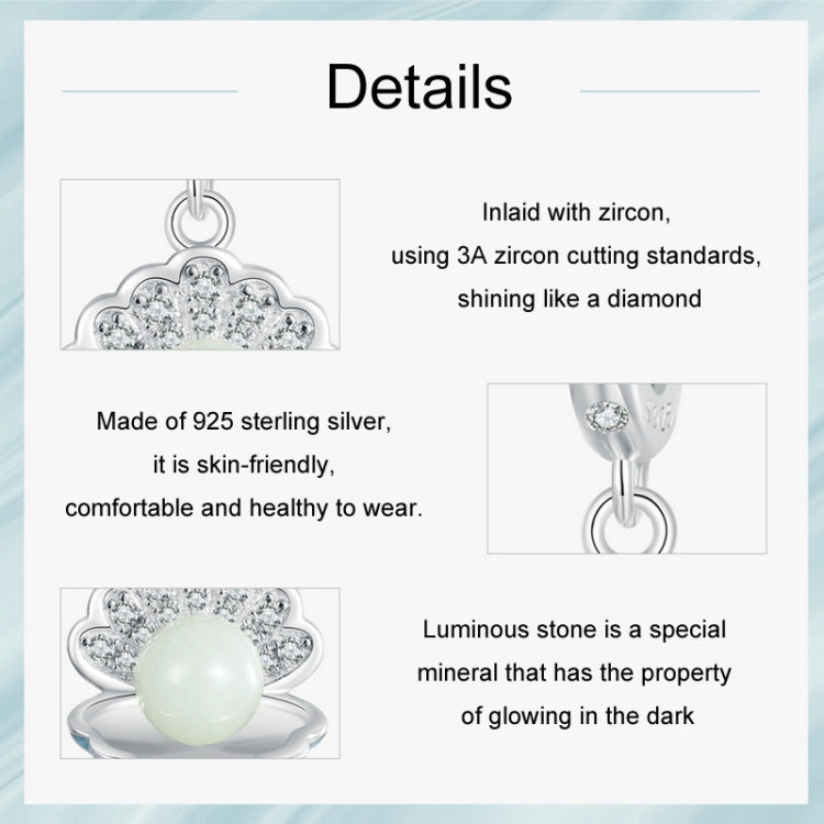 S925 Sterling Silver Ocean Style Luminous Shell Pendant DIY Beading(SCC2749) - Jewelry Accessories by PMC Jewellery | Online Shopping South Africa | PMC Jewellery