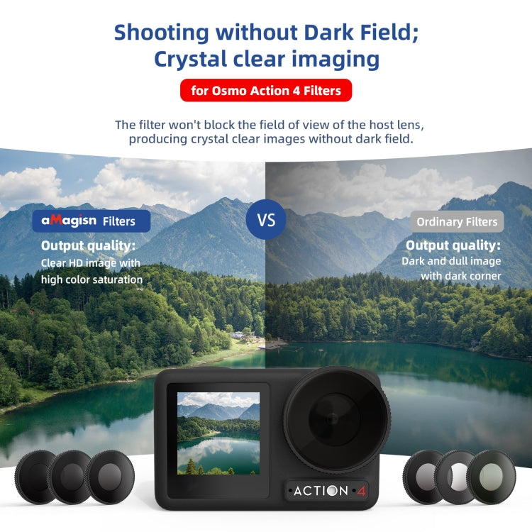 For DJI Osmo Action 4 AMagisn Waterproof Filter Sports Camera Accessories, Style: ND8+ND16+ND32+CPL -  by aMagisn | Online Shopping South Africa | PMC Jewellery | Buy Now Pay Later Mobicred