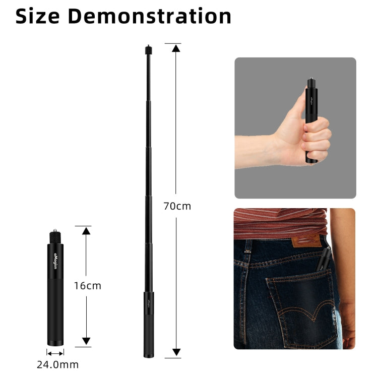 aMagisn 70cm Invisible Straight Pull Selfie Stick Sports Camera Accessories, Specification: Rod+1/4 Turn 3 Jaw+Screw - Extendable Pole by aMagisn | Online Shopping South Africa | PMC Jewellery | Buy Now Pay Later Mobicred