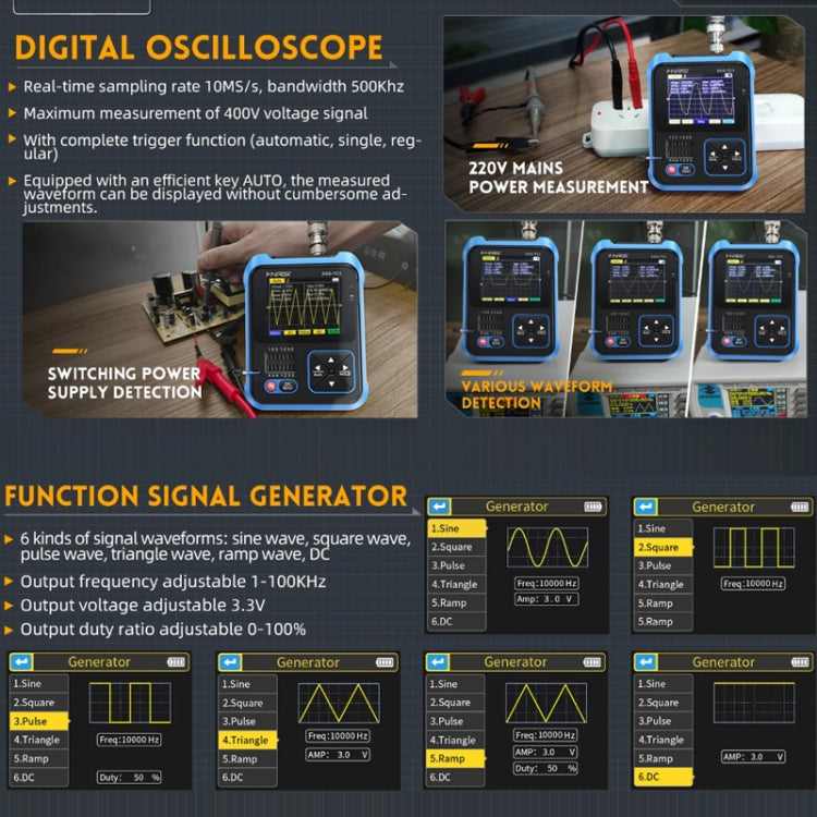 FNIRSI 3 In 1 Handheld Digital Oscilloscope LCR Transistor Tester, Specification: Standard - Digital Multimeter by FNIRSI | Online Shopping South Africa | PMC Jewellery | Buy Now Pay Later Mobicred