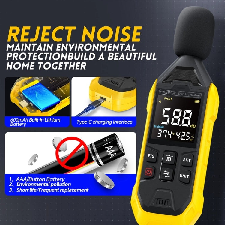 FNIRSI Noise Decibel Meter Home Volume Detector(Yellow) - free shipping - PMC TechLife - Order now!