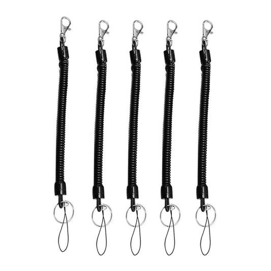 5pcs Spring Key Rope Plastic Keychain Environmentally Friendly Elastic Chain(Black) - Hooks by PMC Jewellery | Online Shopping South Africa | PMC Jewellery | Buy Now Pay Later Mobicred