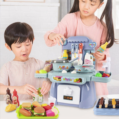 24 In 1 Childre Mini Kitchen Toys Girls Simulation Play House Cooking Kitchen Set, Model: With18pcs Burgers Blue - Pretend Play Toys by PMC Jewellery | Online Shopping South Africa | PMC Jewellery | Buy Now Pay Later Mobicred